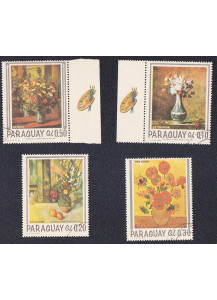 PARAGUAY francobolli usati quadri di Van Gogh Cezanne Renoir Chardin anni 70